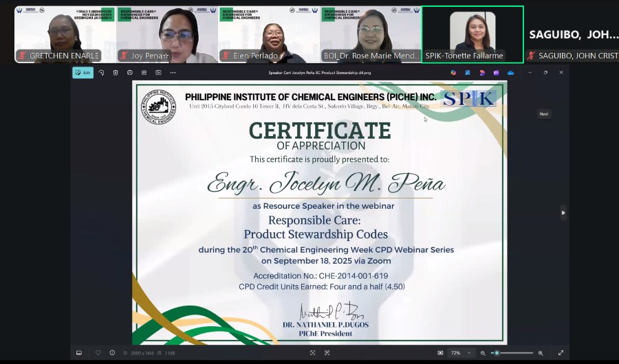 Responsible Care Awareness Webinar Gears up Philippines' Chemical Engineers for Safety and Sustainability