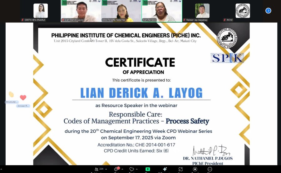 Responsible Care Awareness Webinar Gears up Philippines' Chemical Engineers for Safety and Sustainability
