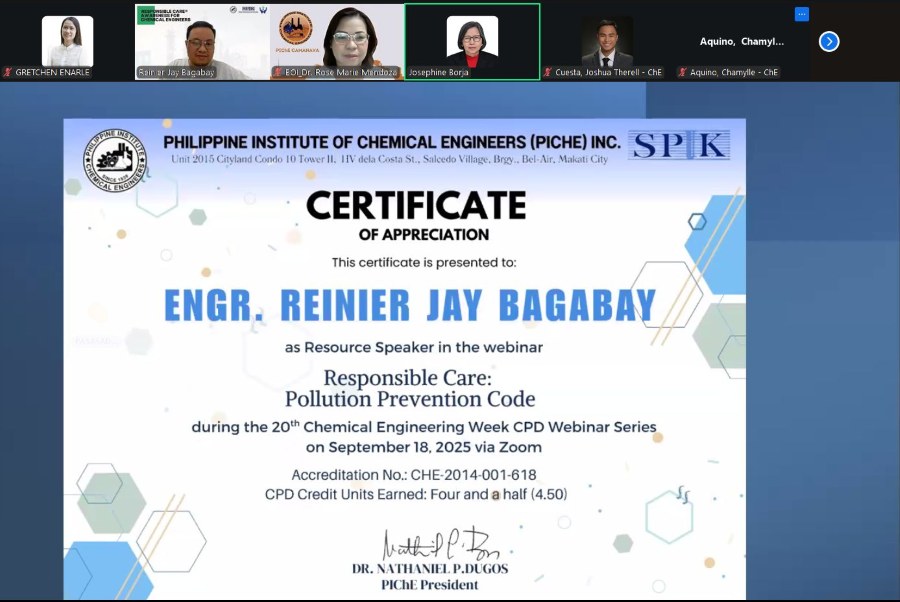 Responsible Care Awareness Webinar Gears up Philippines' Chemical Engineers for Safety and Sustainability